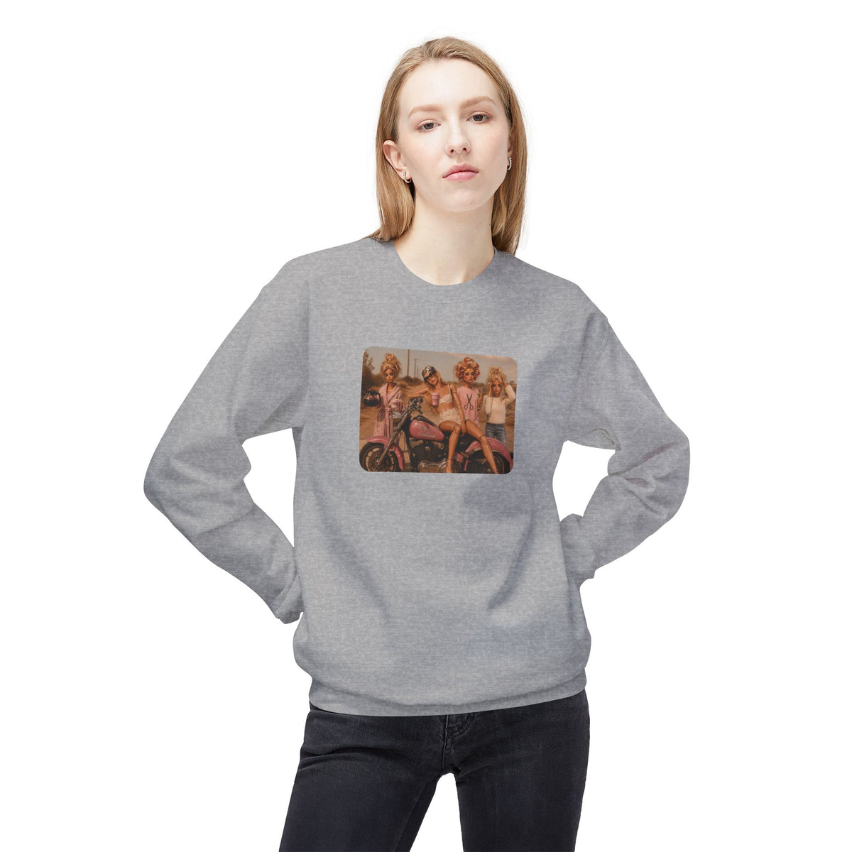 Vintage Pinup Girls Motorcycle Crewneck Sweatshirt