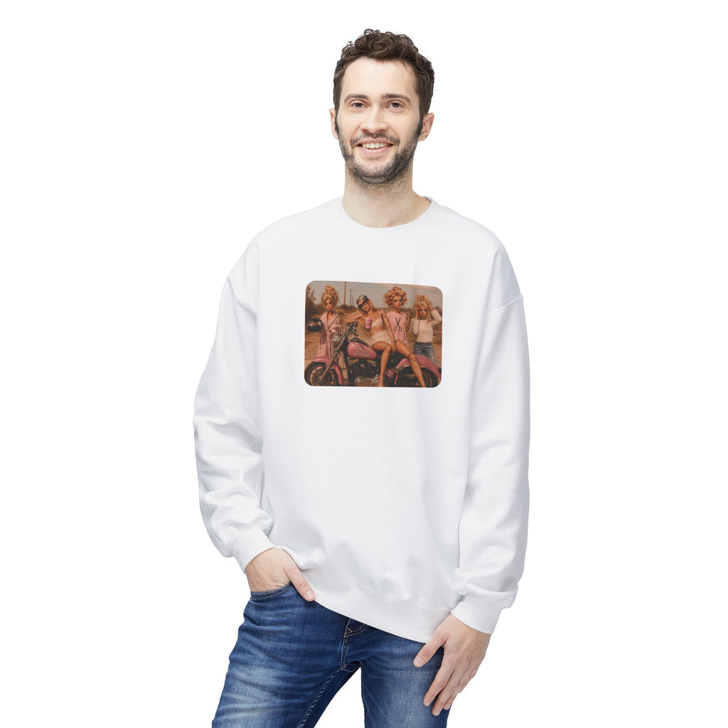 Vintage Pinup Girls Motorcycle Crewneck Sweatshirt