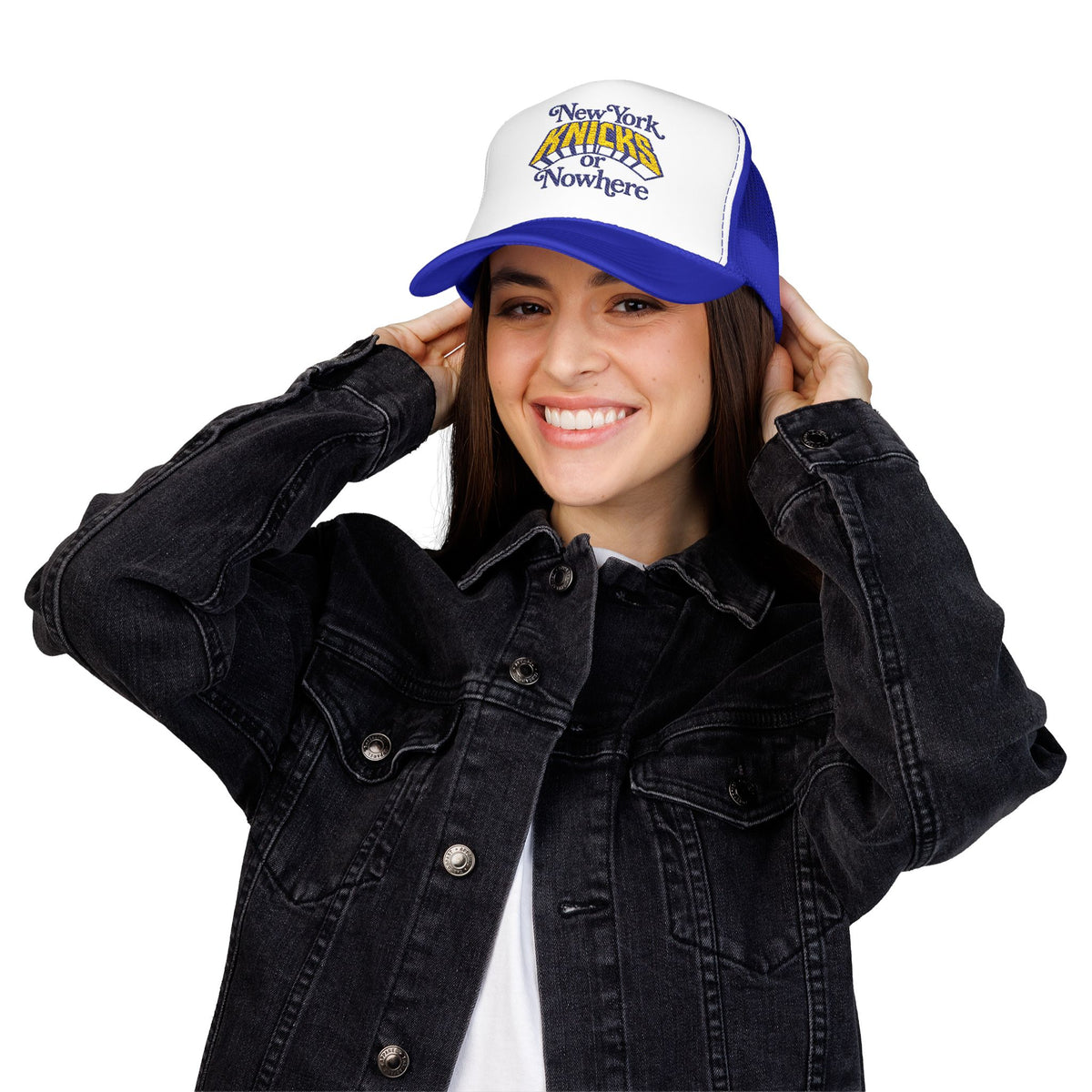 Knicks or Nowhere Foam Trucker Hat — New York Basketball Fan Cap