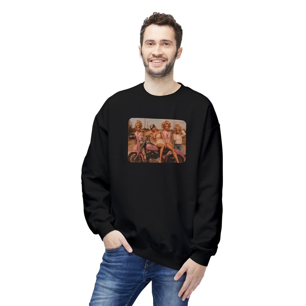 Vintage Pinup Girls Motorcycle Crewneck Sweatshirt