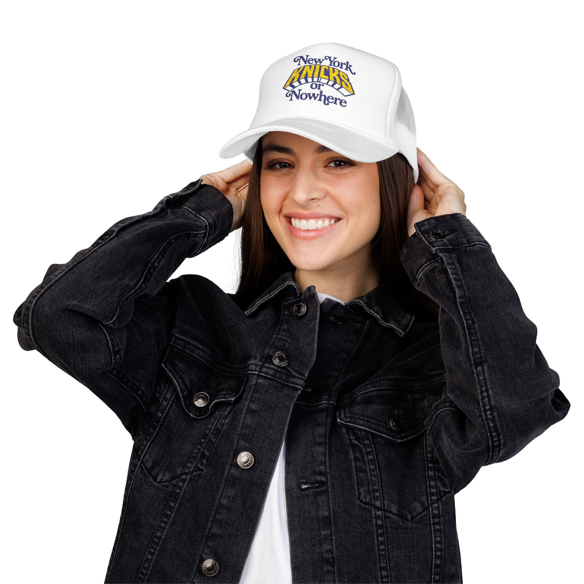 Knicks or Nowhere Foam Trucker Hat — New York Basketball Fan Cap