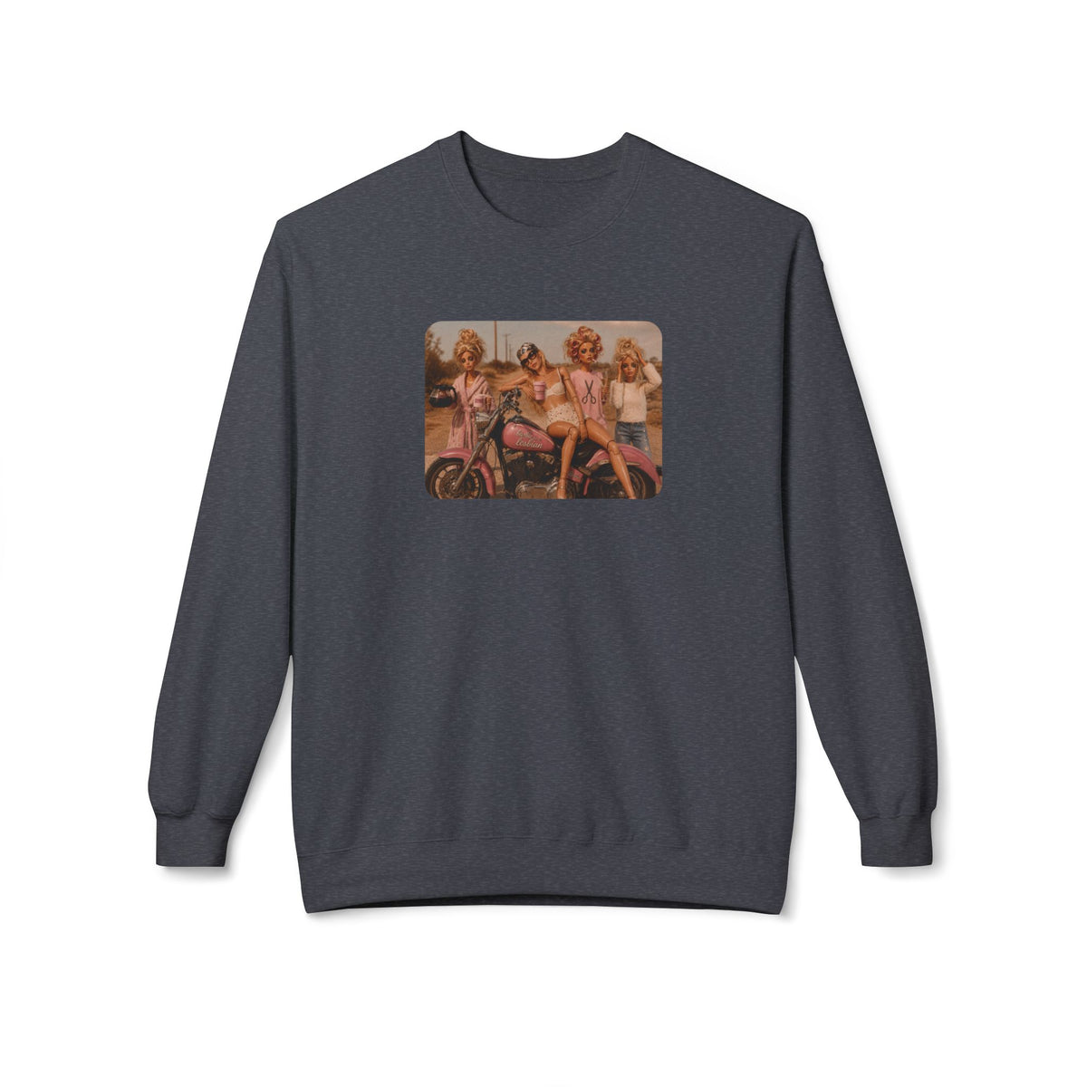 Vintage Pinup Girls Motorcycle Crewneck Sweatshirt