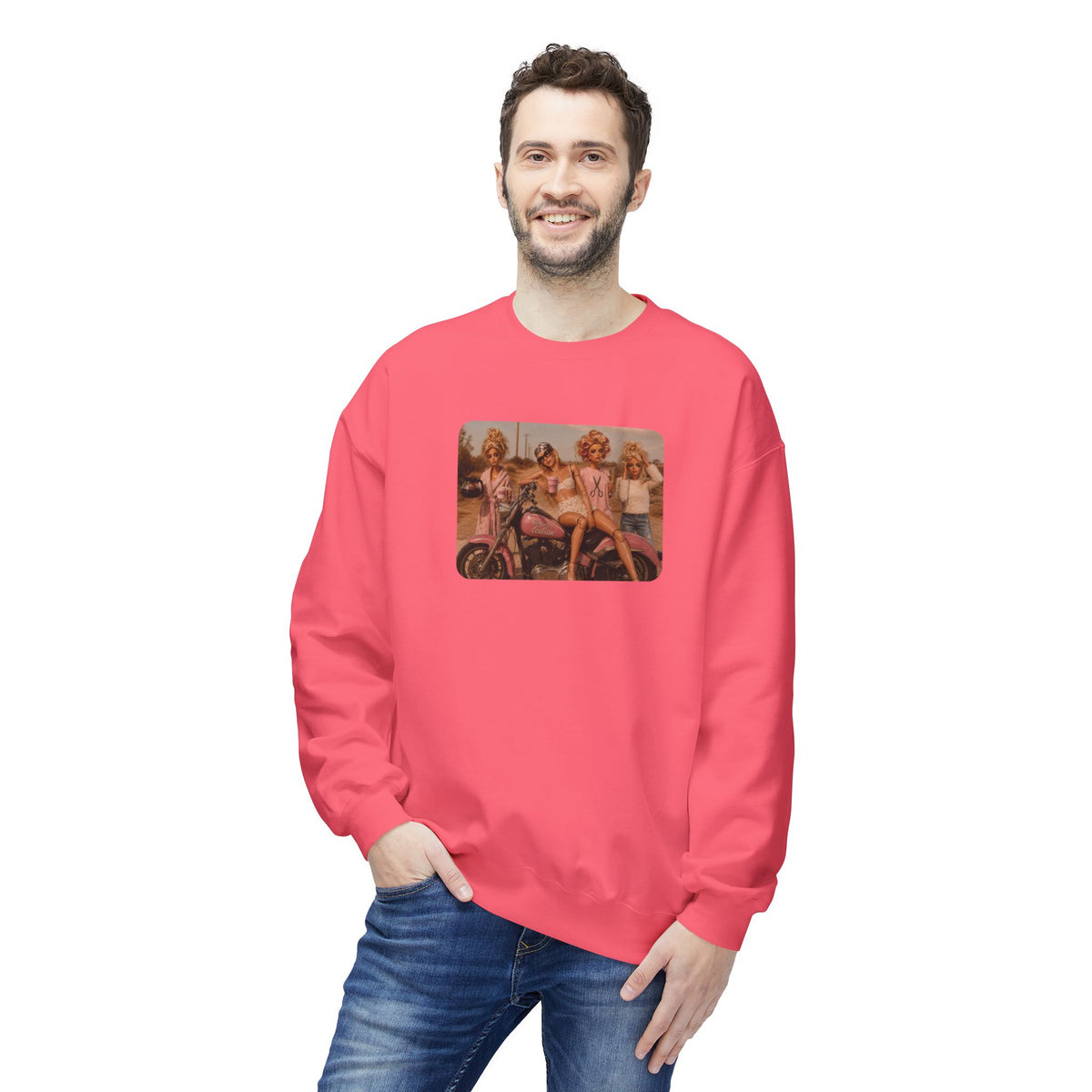 Vintage Pinup Girls Motorcycle Crewneck Sweatshirt