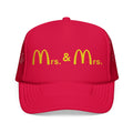 Mrs & Mrs Red Embroidered Trucker Hat - Girls, LGBTQ, McDonald Merch