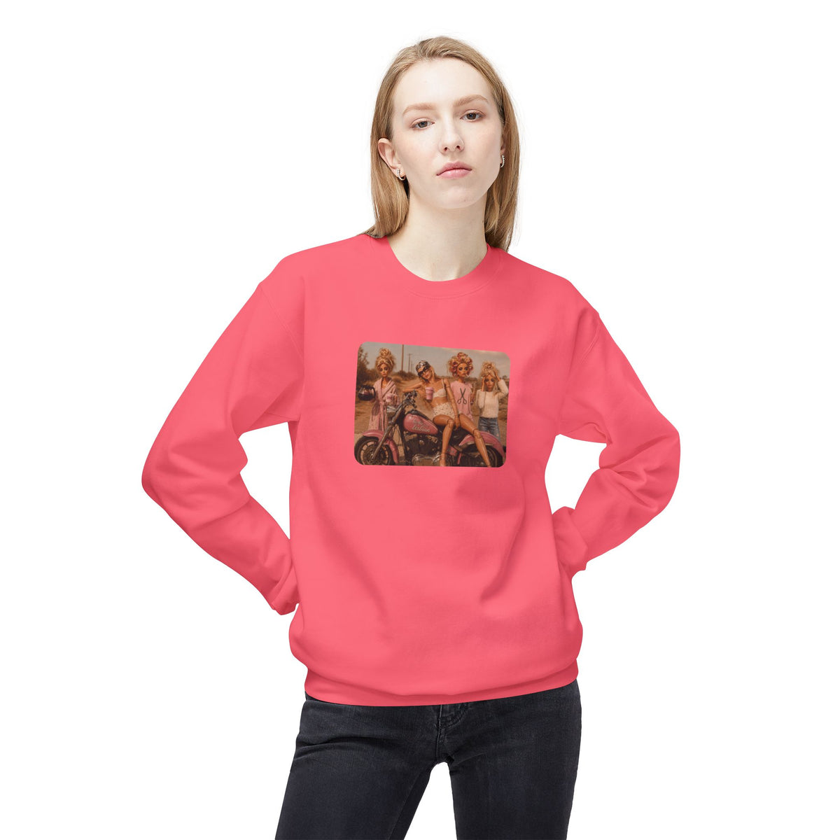 Vintage Pinup Girls Motorcycle Crewneck Sweatshirt