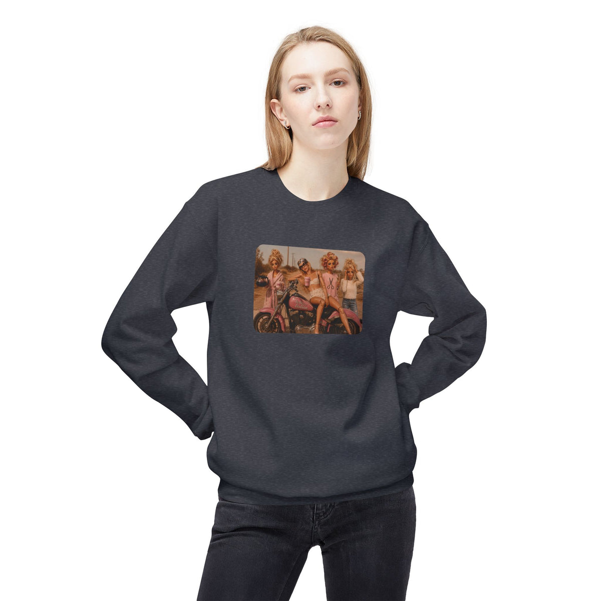 Vintage Pinup Girls Motorcycle Crewneck Sweatshirt