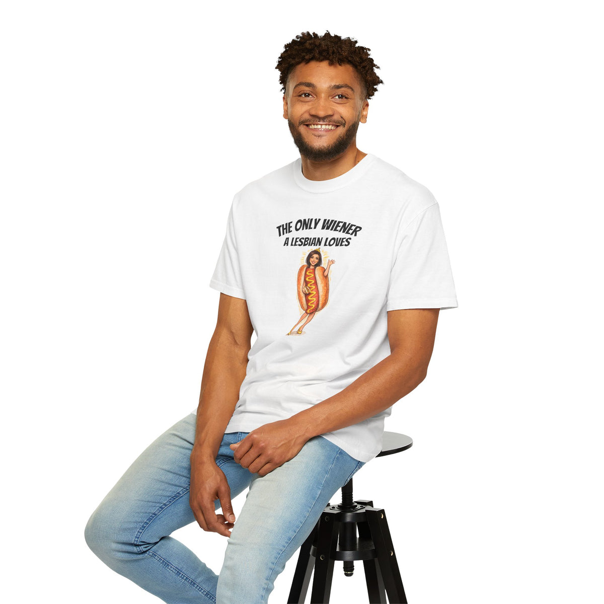 Bronwyn Newport Hot Dog Tee - "The Only Wiener a Lesbian Loves"