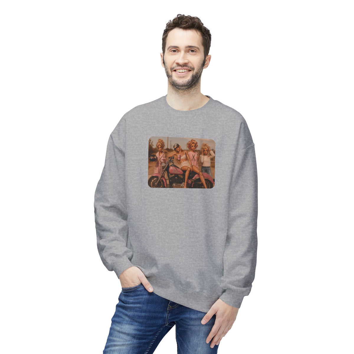 Vintage Pinup Girls Motorcycle Crewneck Sweatshirt