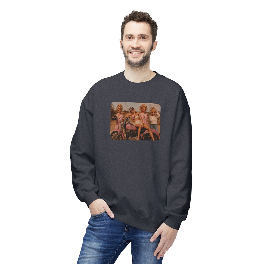 Vintage Pinup Girls Motorcycle Crewneck Sweatshirt
